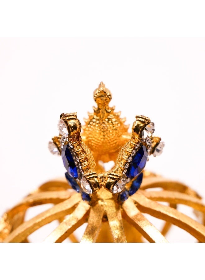 Solajan Royal Crown Walking Cane 92cm – Gold-Tone Shaft with Blue Crystal Crown Handle - Image 4